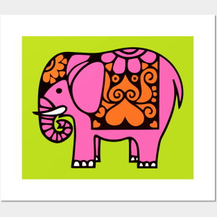 Pink Summer Elephant Posters and Art